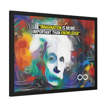 Einstein's Imagination Is More Important Than Knowledge Framed Motivational Canvas Poster