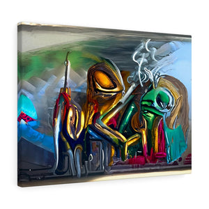 aliens smoking a joint action painting lyrical abstraction futurism gothic art concept art