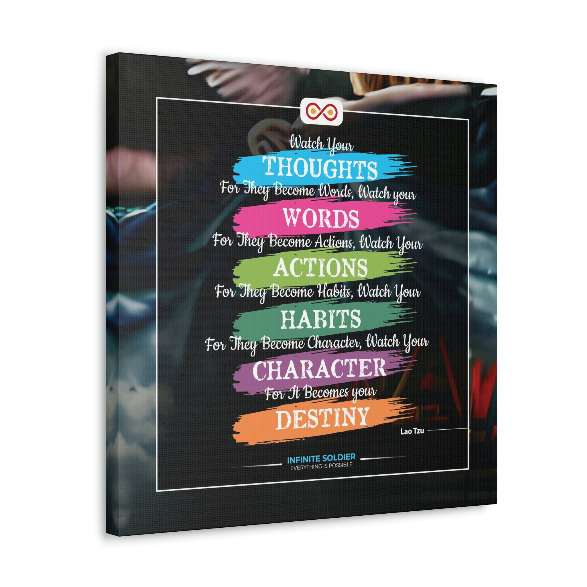 Mental Health Poster Watch Your Thoughts Motivational Square Canvas Poster | Infinite Soldier