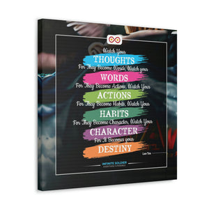 Mental Health Poster Watch Your Thoughts Motivational Square Canvas Poster | Infinite Soldier