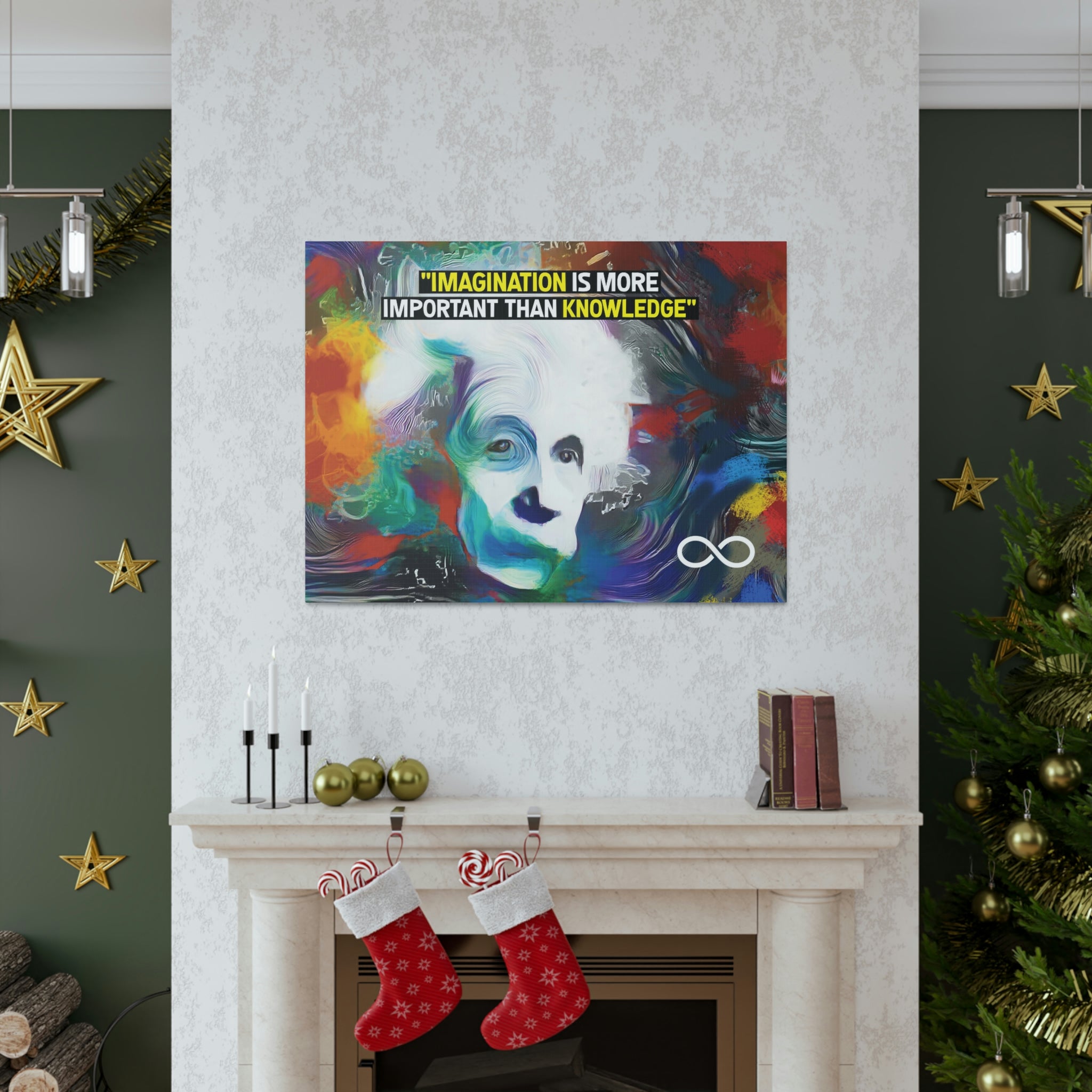 Einstein's 'Imagination Is More Important Than Knowledge' Motivational Scientific Canvas Poster