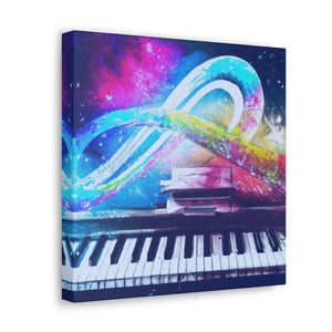 Blue Infinity Piano Mounted Canvas Wall Art