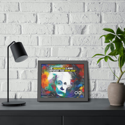 Einstein's Imagination Is More Important Than Knowledge Framed Motivational Canvas Poster