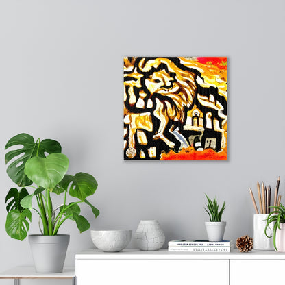 Lion Roaming Through Jerusalem detailed painting acrylic art watercolor