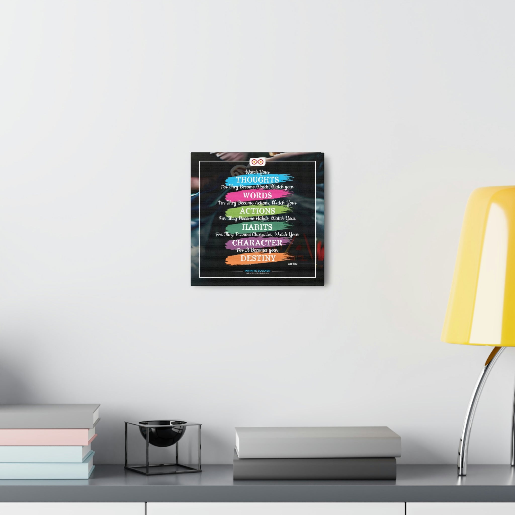 Mental Health Poster Watch Your Thoughts Motivational Square Canvas Poster | Infinite Soldier