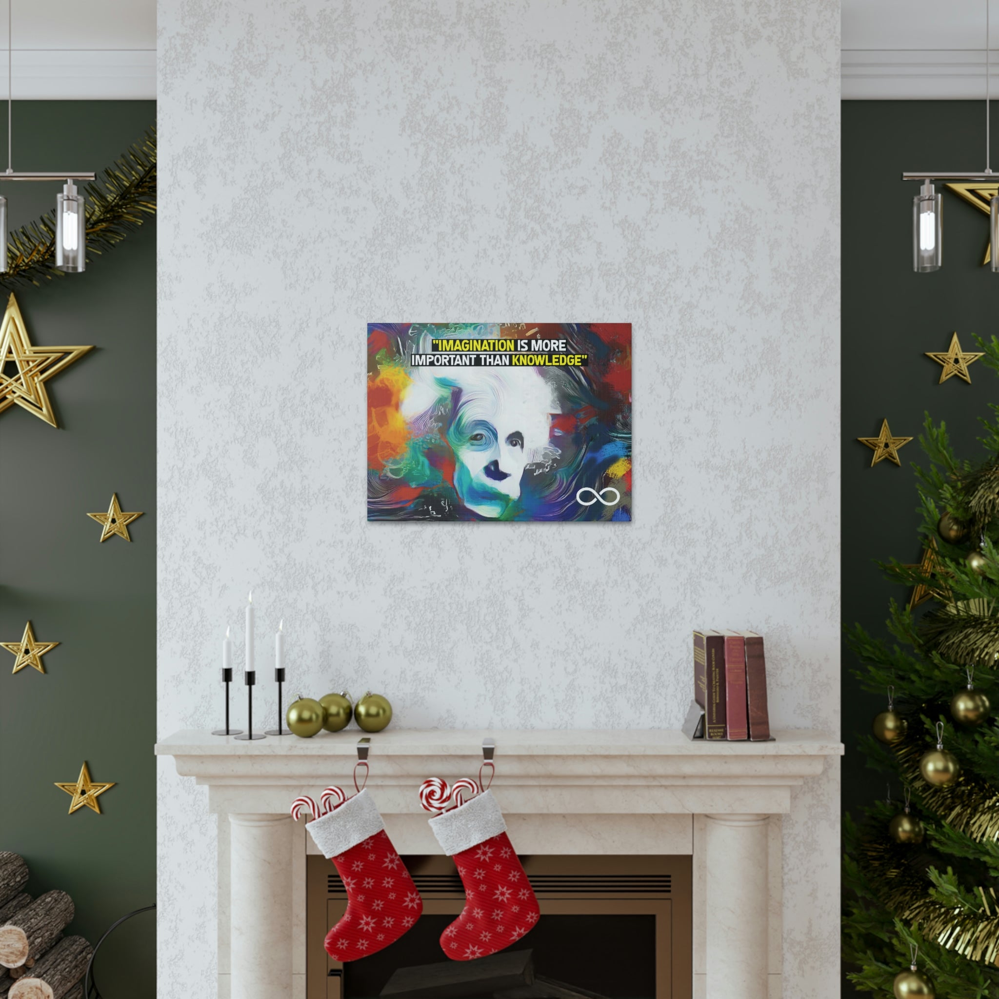 Einstein's 'Imagination Is More Important Than Knowledge' Motivational Scientific Canvas Poster