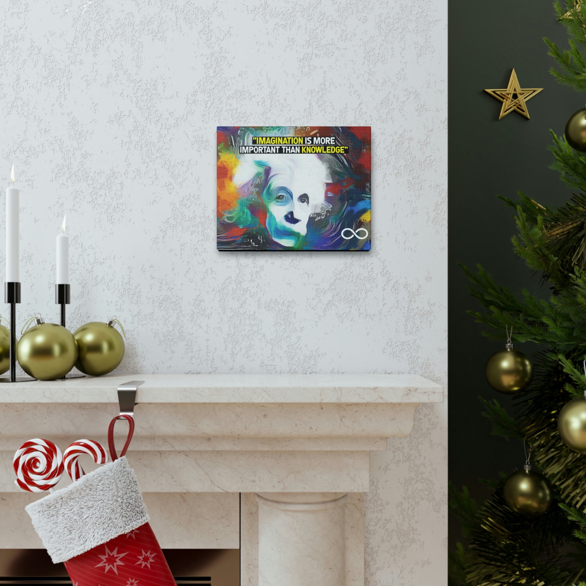 Einstein's 'Imagination Is More Important Than Knowledge' Motivational Scientific Canvas Poster