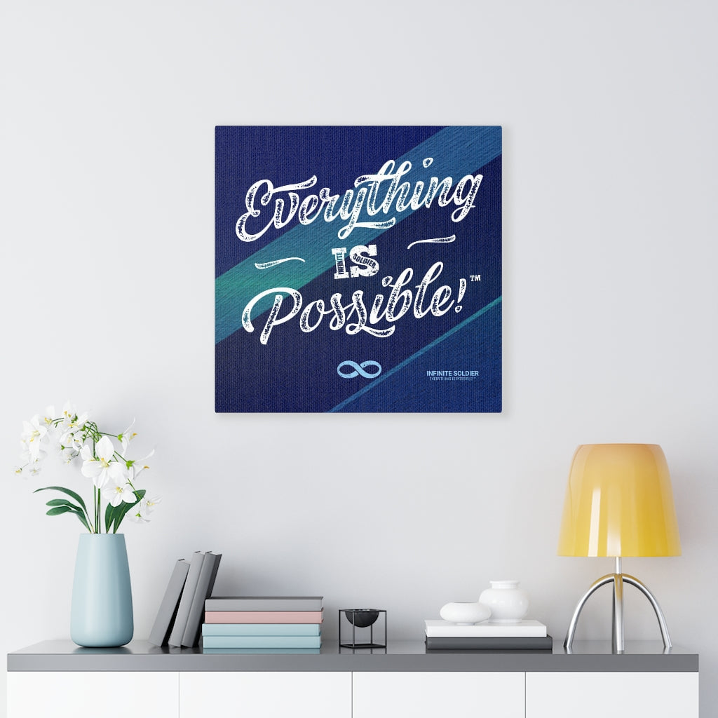 Everything Is Possible Motivational Canvas Poster - Blue Square