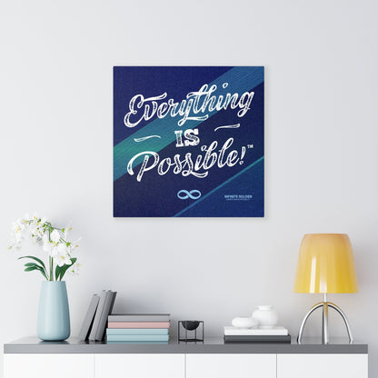 Everything Is Possible Motivational Canvas Poster - Blue Square