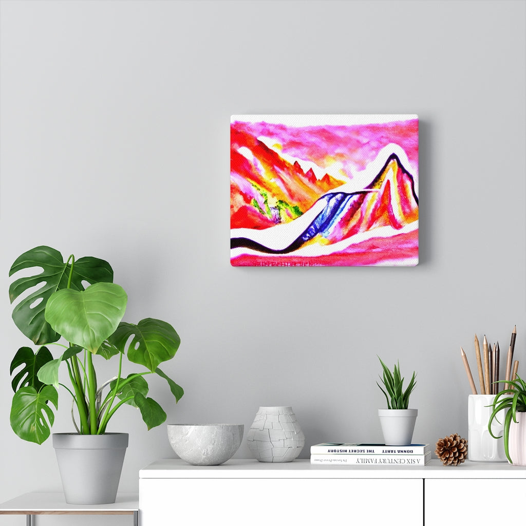 Slide Down Infinite Mountains detailed painting watercolor oil on canvas