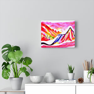 Slide Down Infinite Mountains detailed painting watercolor oil on canvas