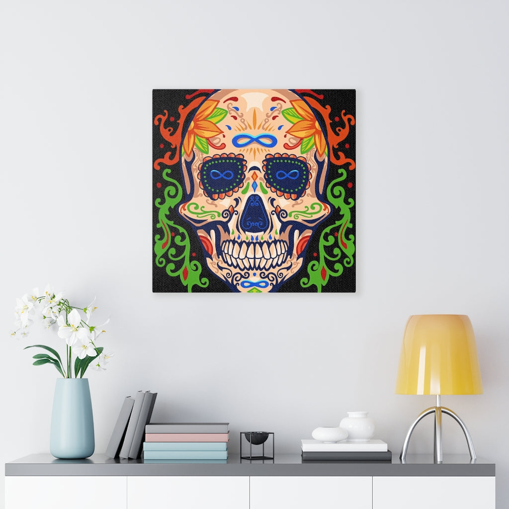 Colorful Infinity Sugar Skull Canvas Wall Art