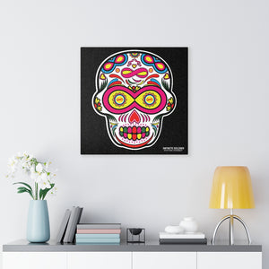 Sugar Skull To Infinity Mounted Canvas Print - Black