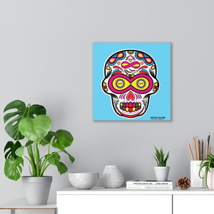Sugar Skull To Infinity Mounted Canvas Print - Blue