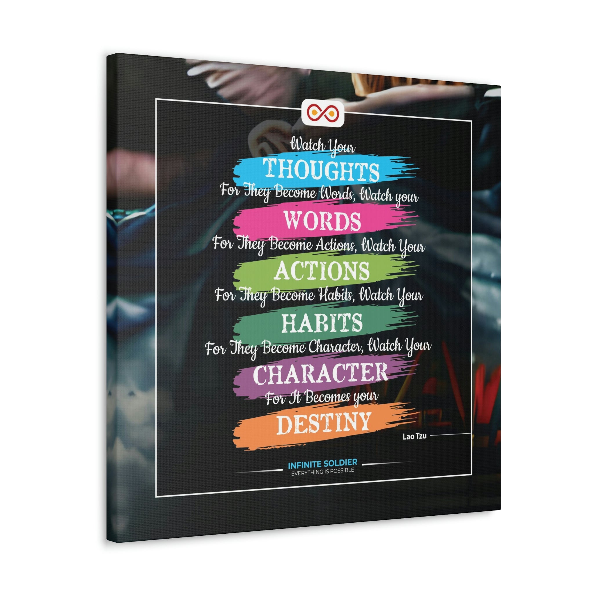 Mental Health Poster Watch Your Thoughts Motivational Square Canvas Poster | Infinite Soldier