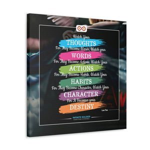 Mental Health Poster Watch Your Thoughts Motivational Square Canvas Poster | Infinite Soldier