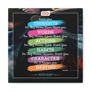 Mental Health Poster Watch Your Thoughts Motivational Square Canvas Poster | Infinite Soldier
