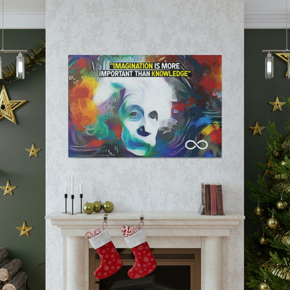 Einstein's 'Imagination Is More Important Than Knowledge' Motivational Scientific Canvas Poster