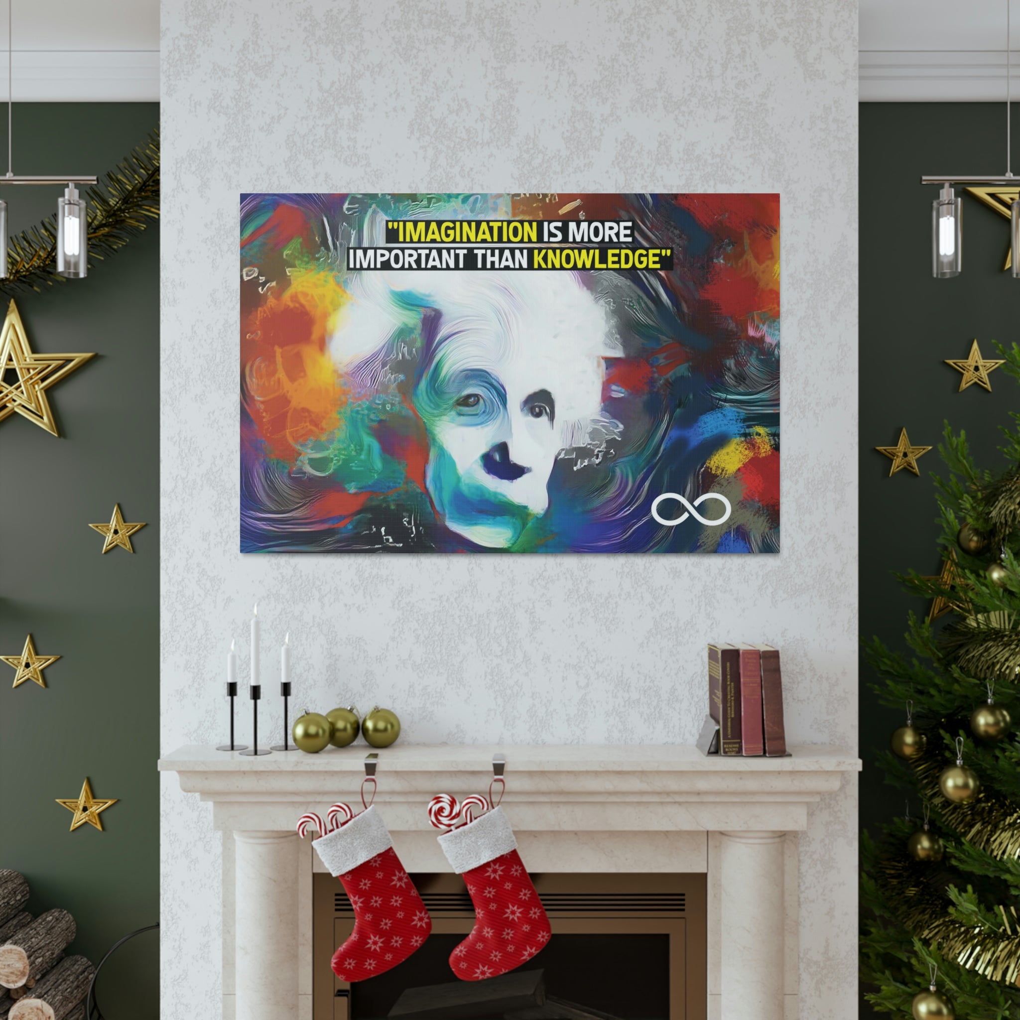 Einstein's 'Imagination Is More Important Than Knowledge' Motivational Scientific Canvas Poster