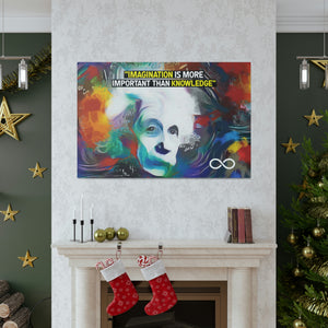 Einstein's 'Imagination Is More Important Than Knowledge' Motivational Scientific Canvas Poster