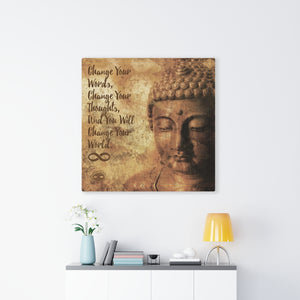 Change Your Words' Motivational Mounted Canvas Print- Buddha