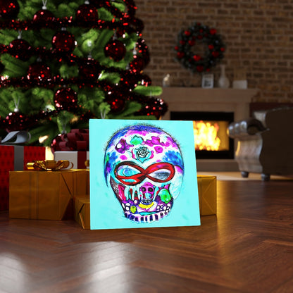 Blue Infinity Sugar Skull Astral Cosmic Canvas Poster