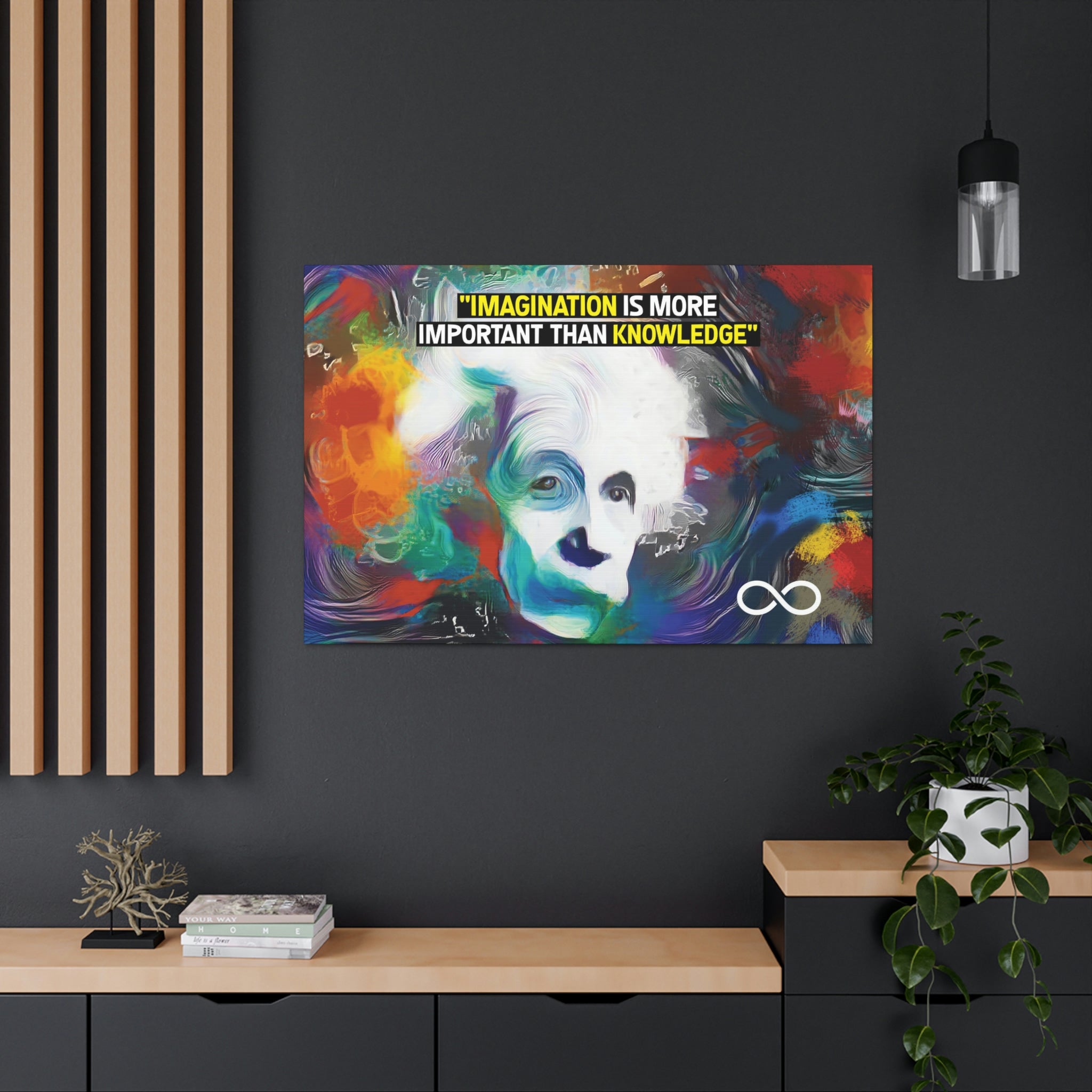 Einstein's 'Imagination Is More Important Than Knowledge' Motivational Scientific Canvas Poster