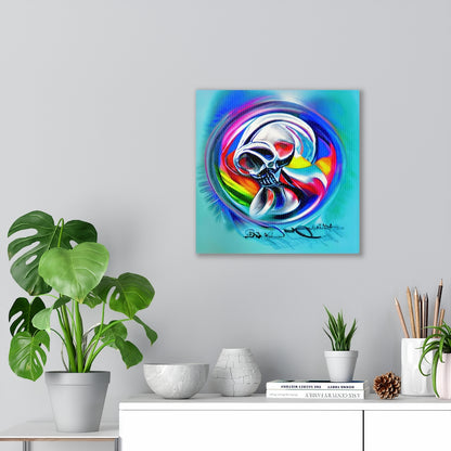 Rainbow Infinity Sugar Skull Canvas Wall Decor, Charcoal drawing Acrylic art Airbrush Art beautiful colourful