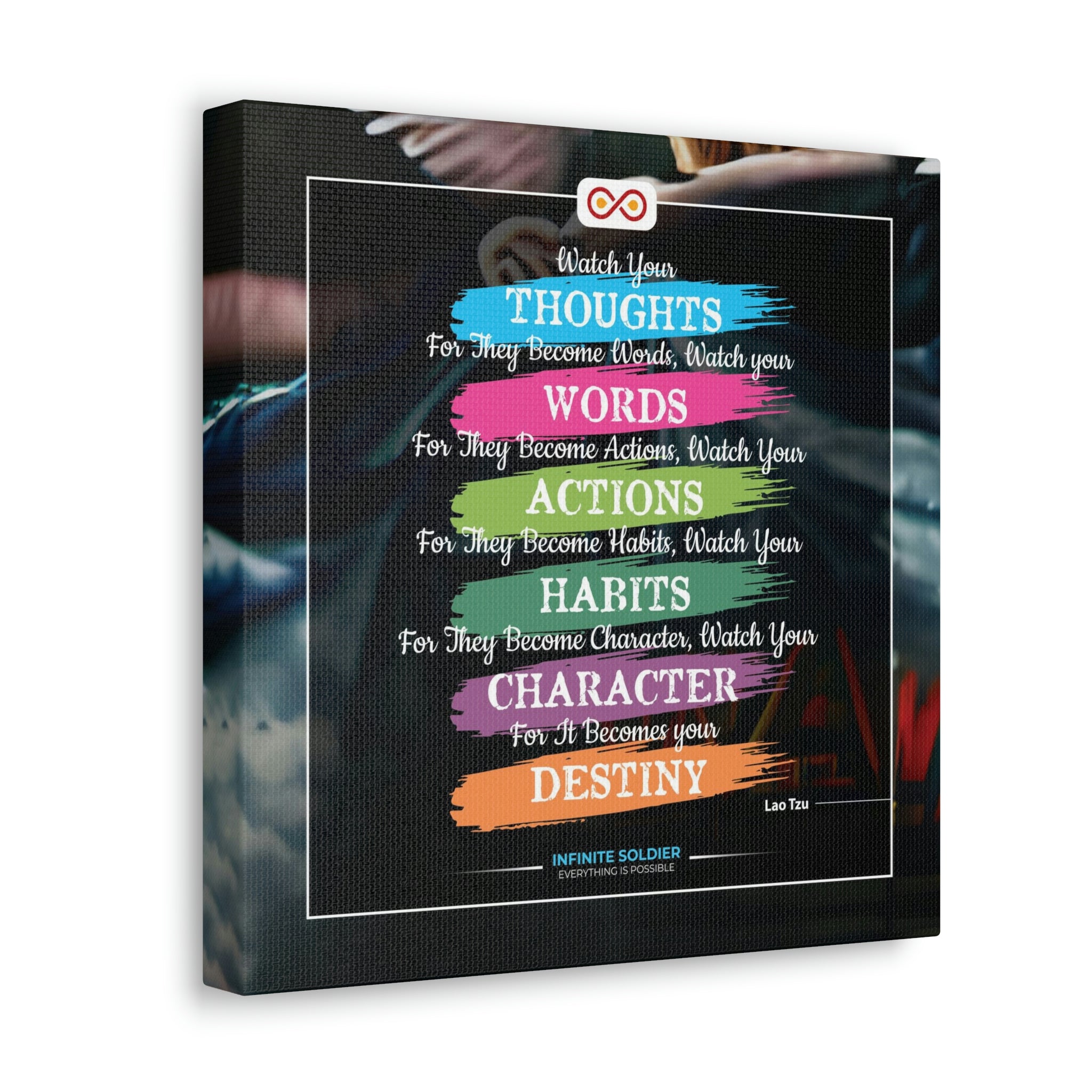 Mental Health Poster Watch Your Thoughts Motivational Square Canvas Poster | Infinite Soldier