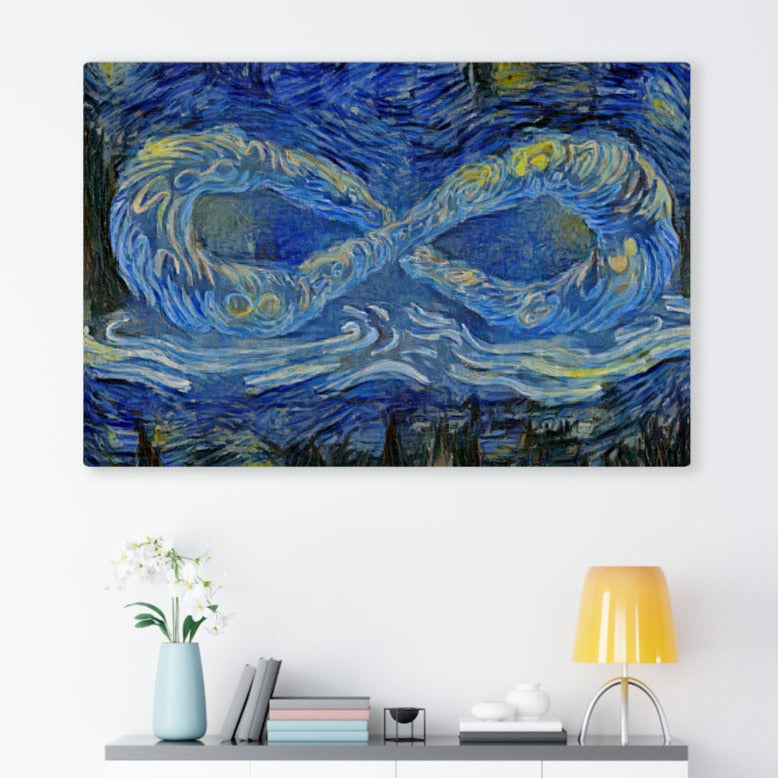Infinite Galaxy Starry Night Inspired Stretched Canvas Print, Abstract Wall Art, Wall Decor, Canvas Art, Painting, Digital Artwork
