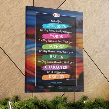 Watch Your Words Poster Motivational Canvas Poster | Infinite Soldier