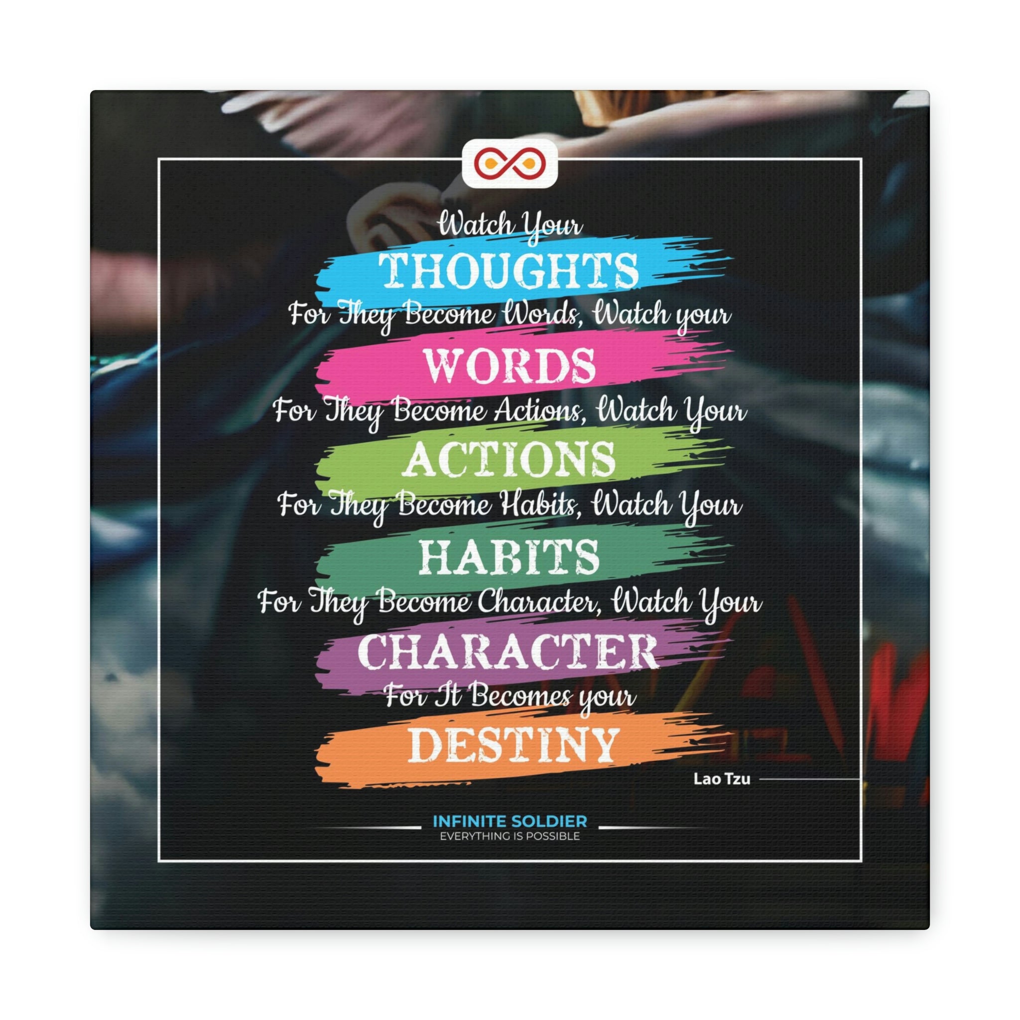 Mental Health Poster Watch Your Thoughts Motivational Square Canvas Poster | Infinite Soldier