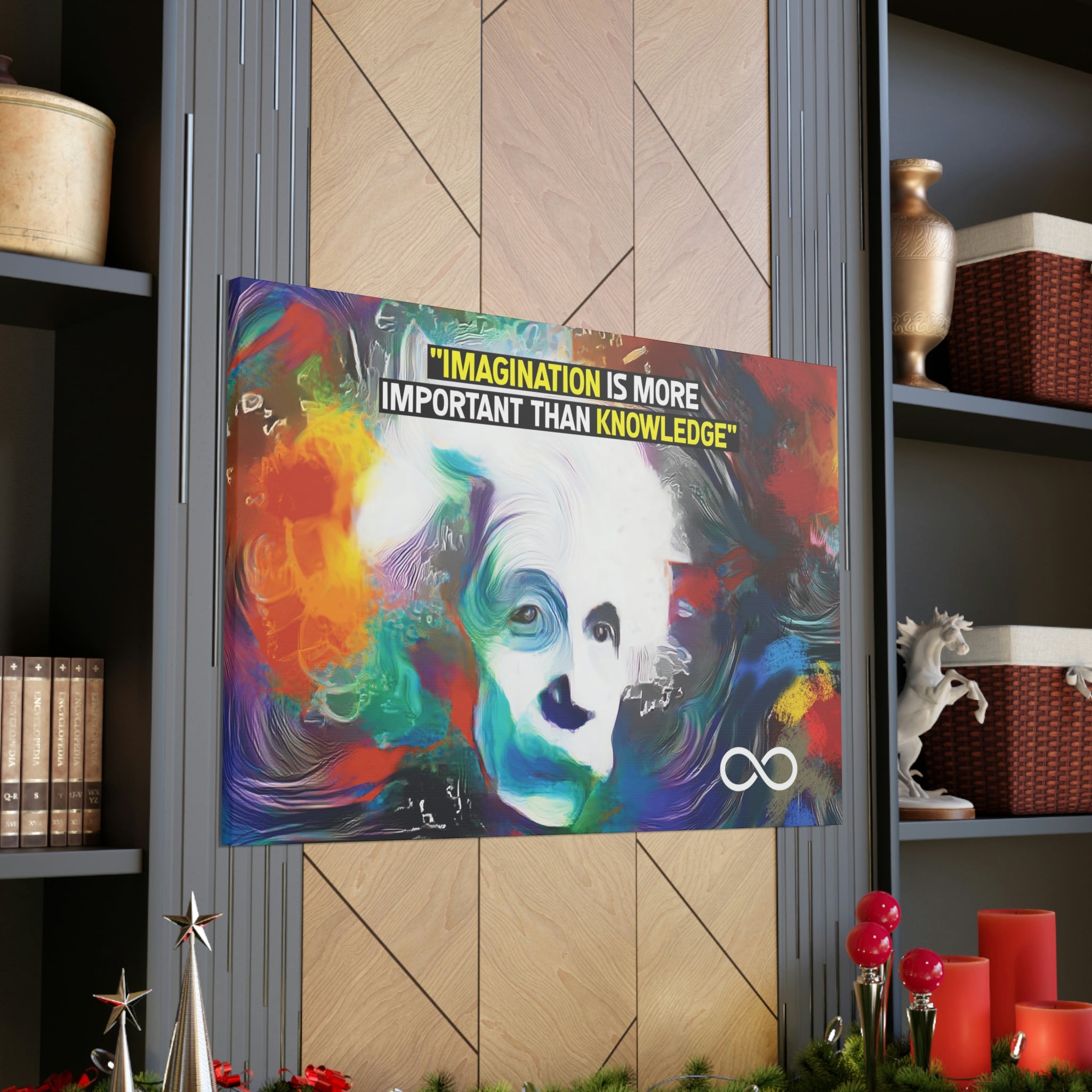 Einstein's 'Imagination Is More Important Than Knowledge' Motivational Scientific Canvas Poster