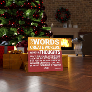 Words Create Worlds' Motivational Canvas Print - Red & Orange Poster
