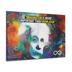 Einstein's 'Imagination Is More Important Than Knowledge' Motivational Scientific Canvas Poster