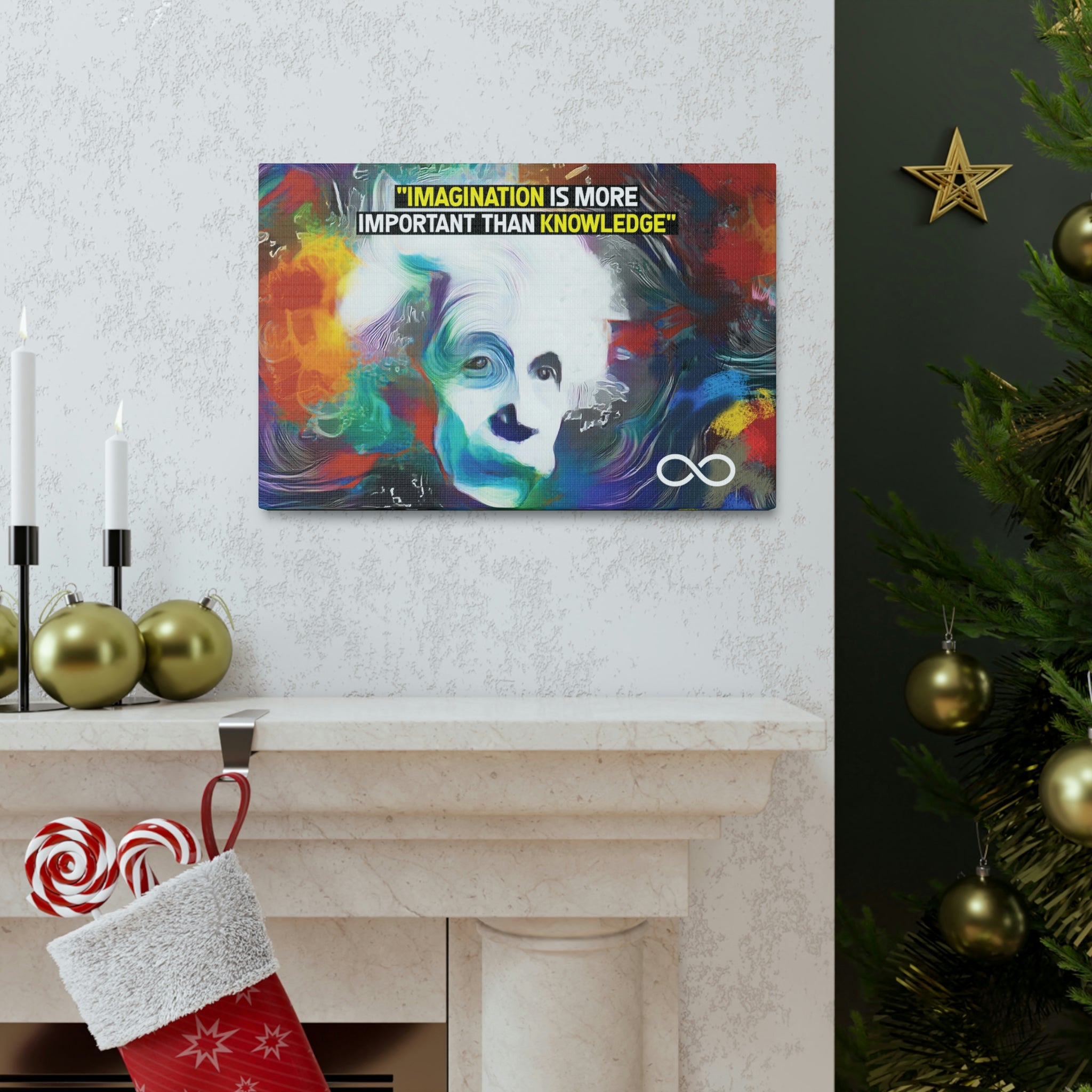 Einstein's 'Imagination Is More Important Than Knowledge' Motivational Scientific Canvas Poster