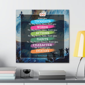 Mental Health Poster Watch Your Thoughts Motivational Square Canvas Poster | Infinite Soldier