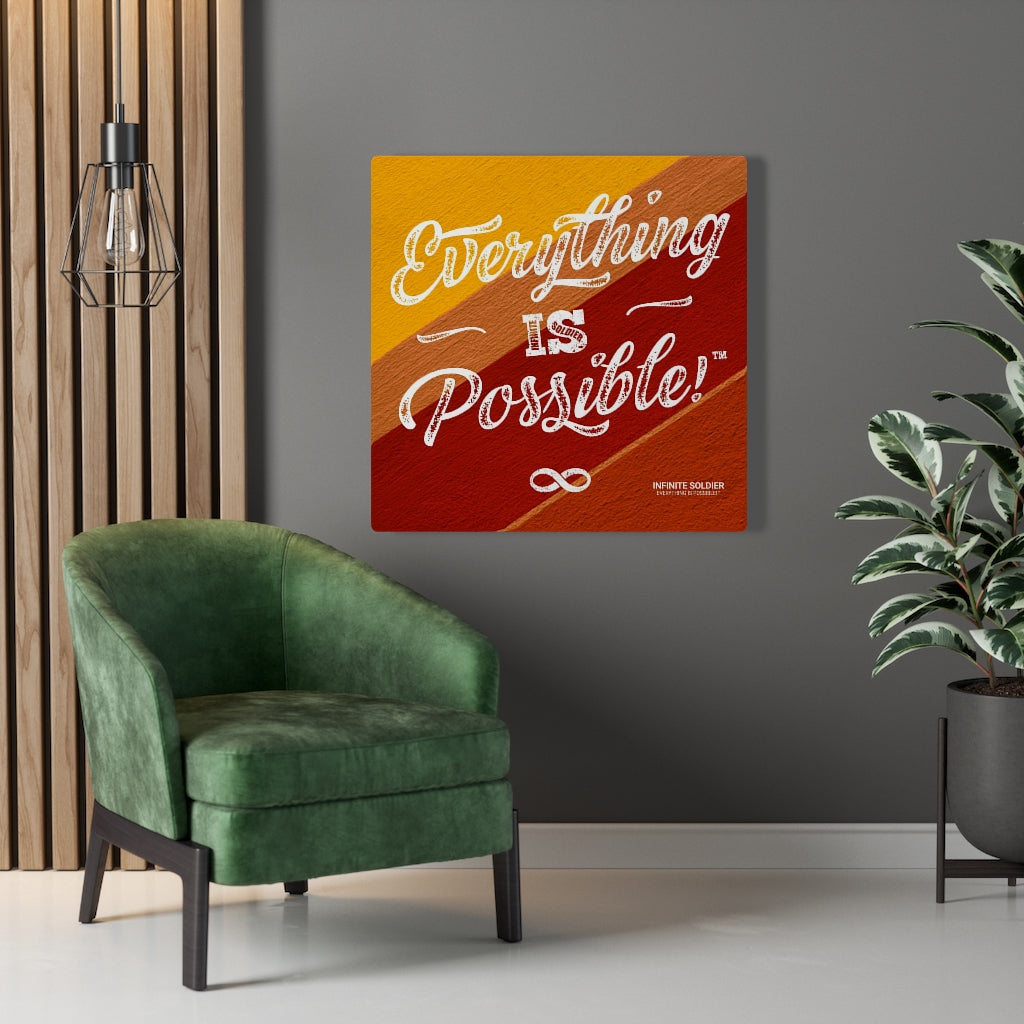Orange Red Everything Is Possible Square Mounted Canvas Poster