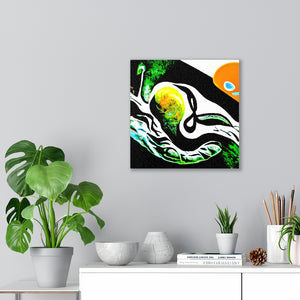 Sperm and Egg Collide street art futuristic  glowing neon spiraling