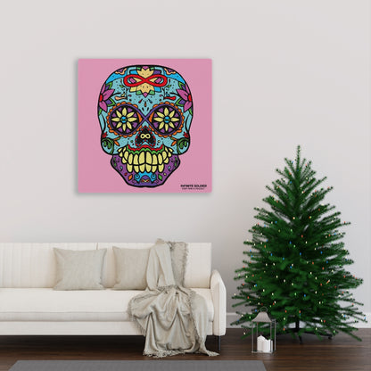 Sugar Skull To Infinity Mounted Canvas Print - Pink