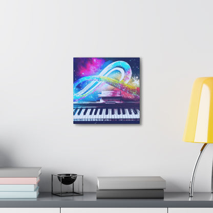 Blue Infinity Piano Mounted Canvas Wall Art
