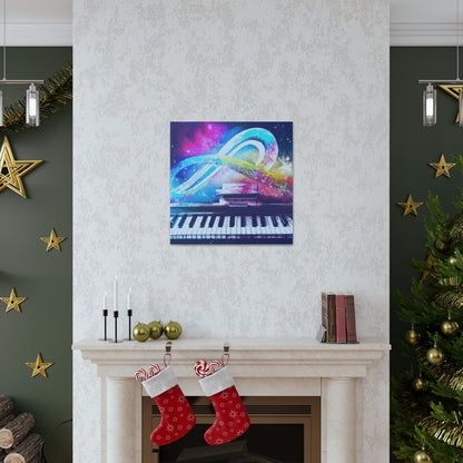 Blue Infinity Piano Mounted Canvas Wall Art
