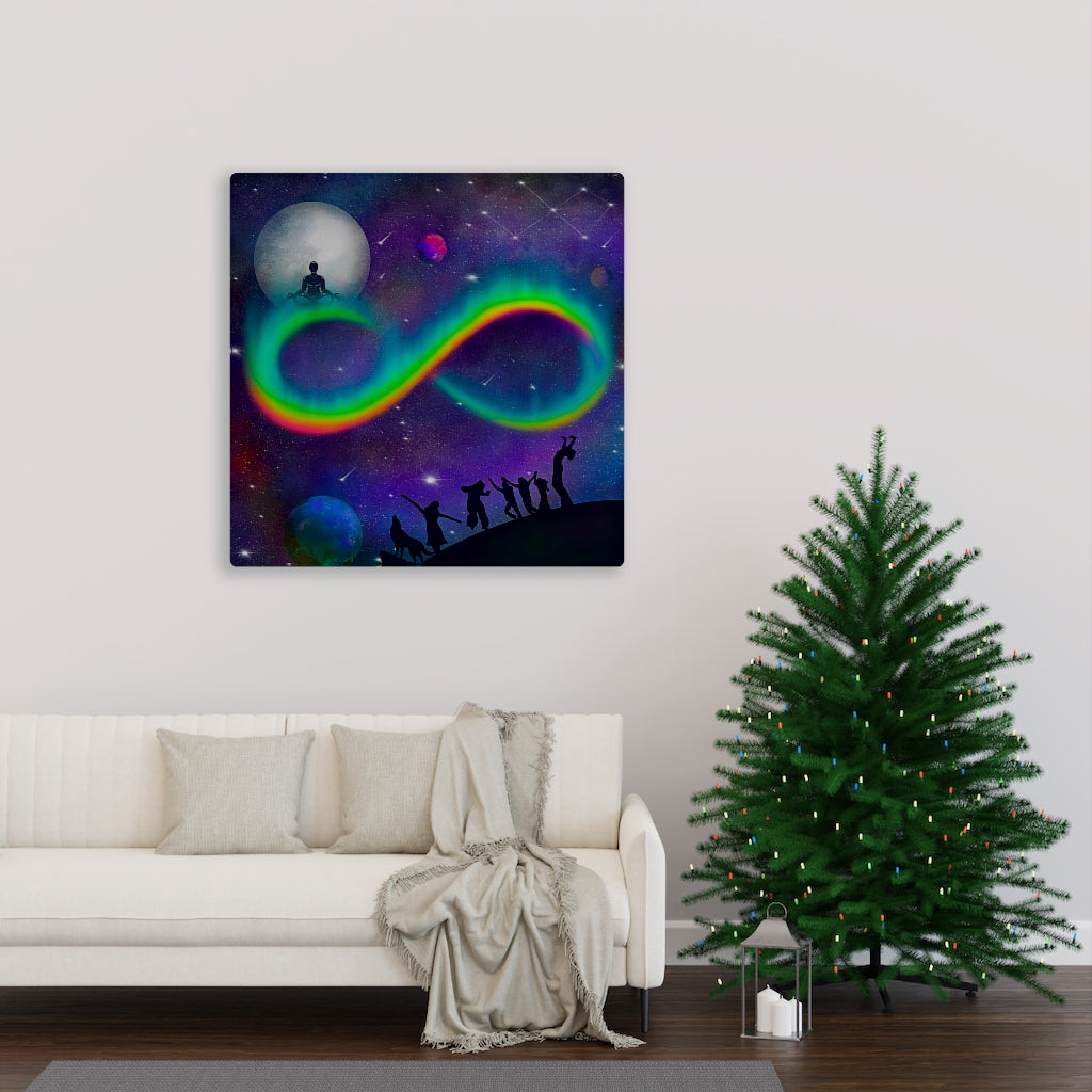 Infinity Moon Light Gathering, Canvas Painting, Canvas Art Print, Wall Decor, Juggling,  Artistic Painting, Rainbow Moon, Digital Artwork