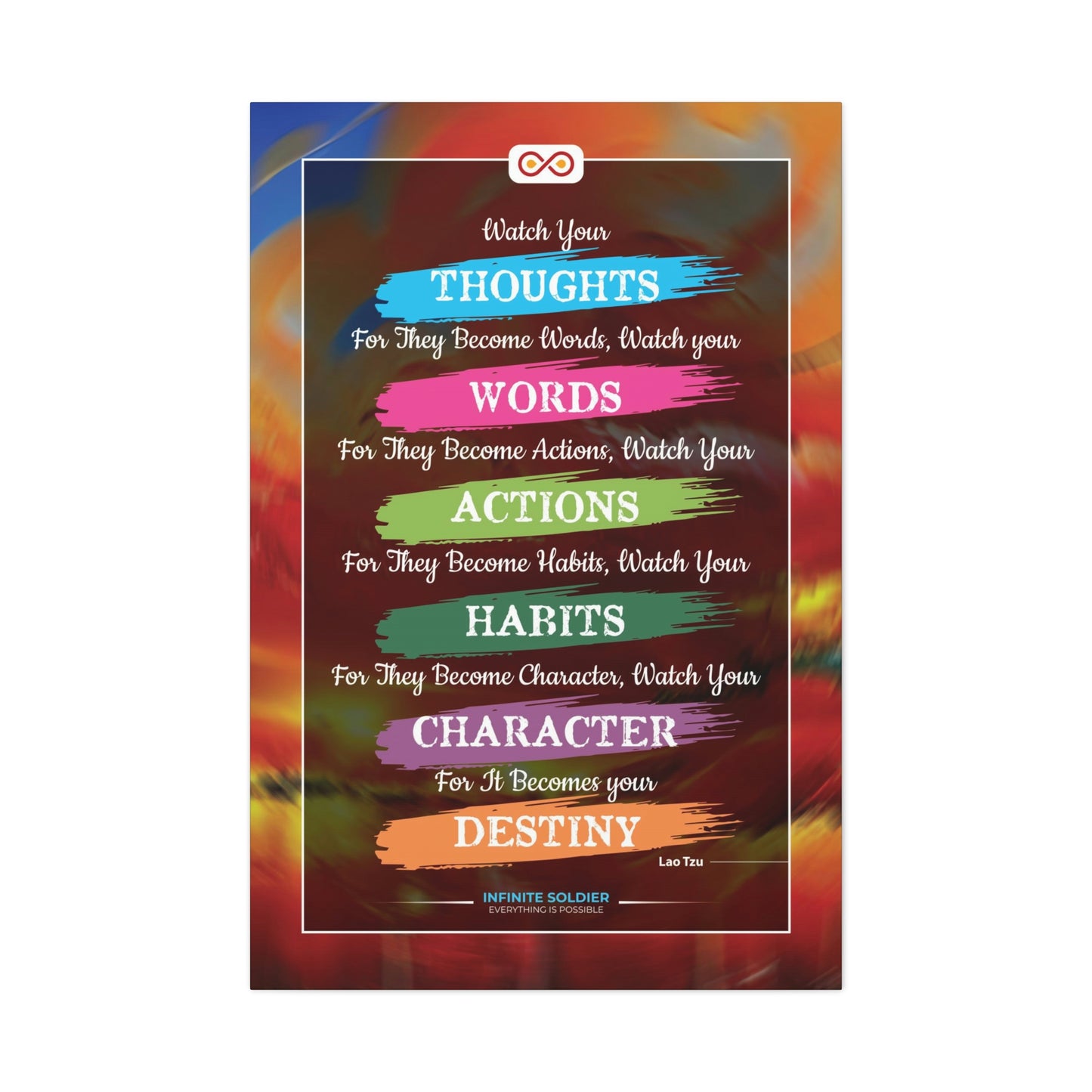 Lao Tzu Motivational Quote Vertical Canvas Poster | Infinite Soldier