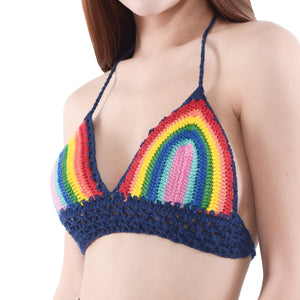 Handmade rainbow crochet crop top