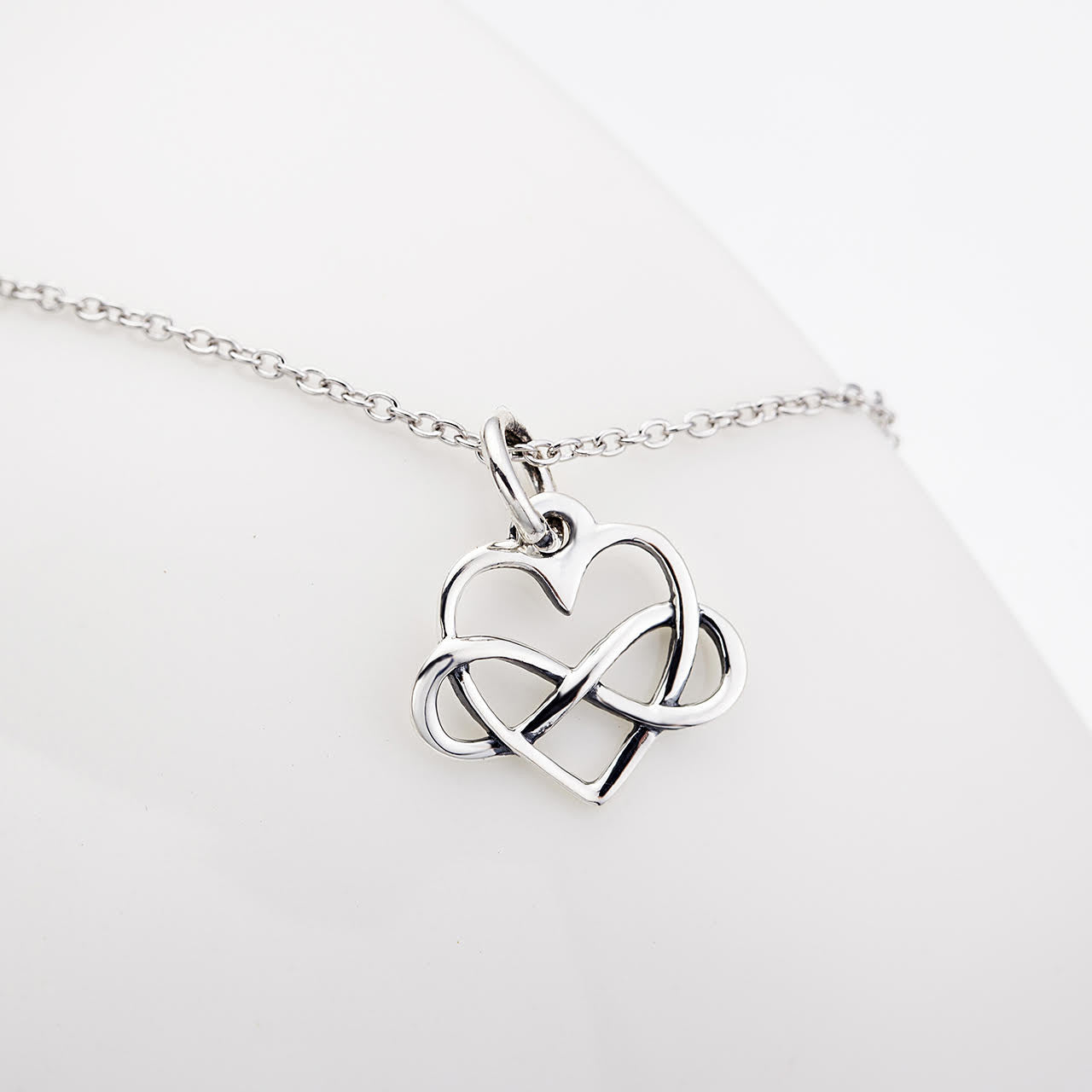 Sterling Silver Infinity Sign and Heart Pendant Necklace Casual and Formal Women