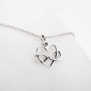 Sterling Silver Infinity Sign and Heart Pendant Necklace Casual and Formal Women