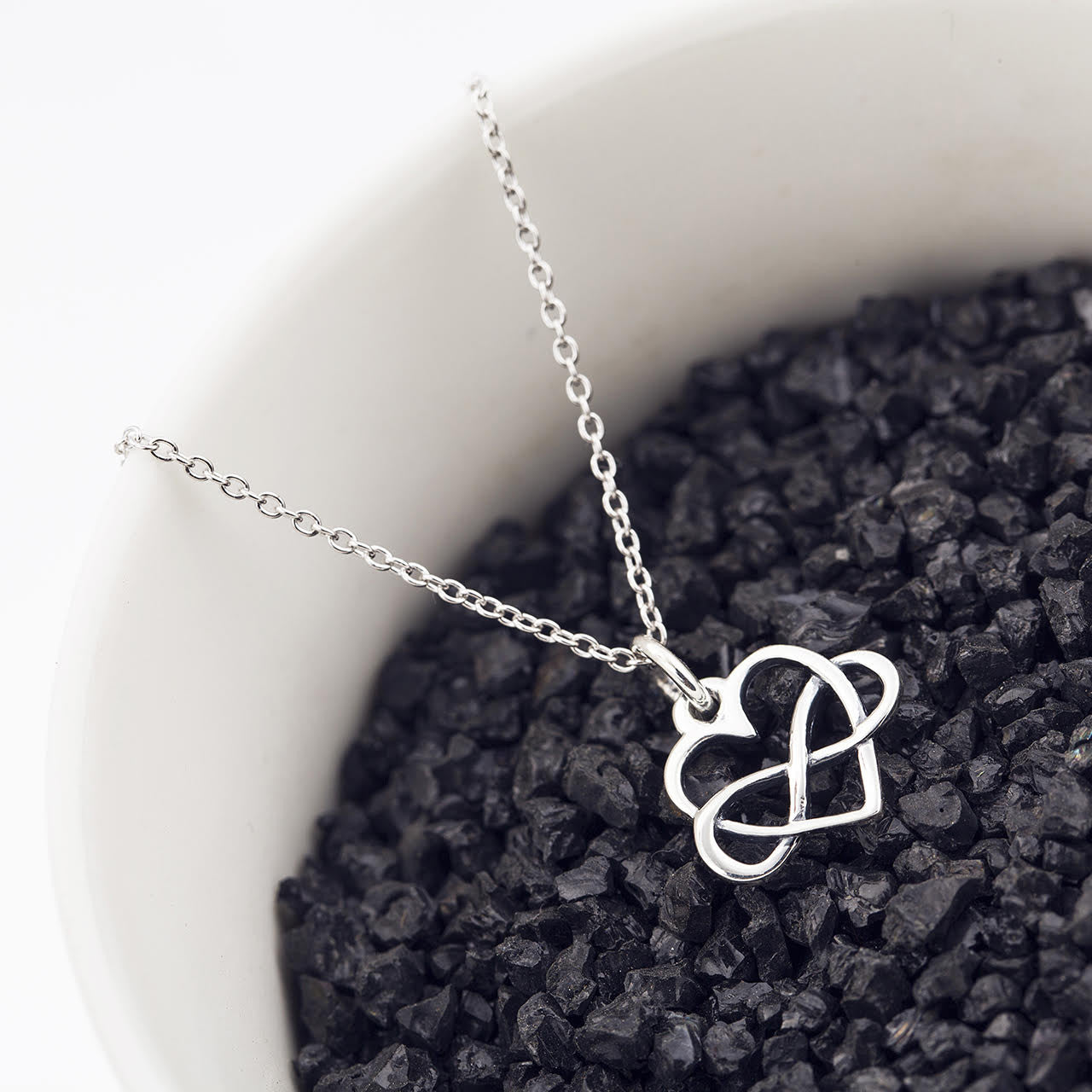 Sterling Silver Infinity Sign and Heart Pendant Necklace Casual and Formal Women