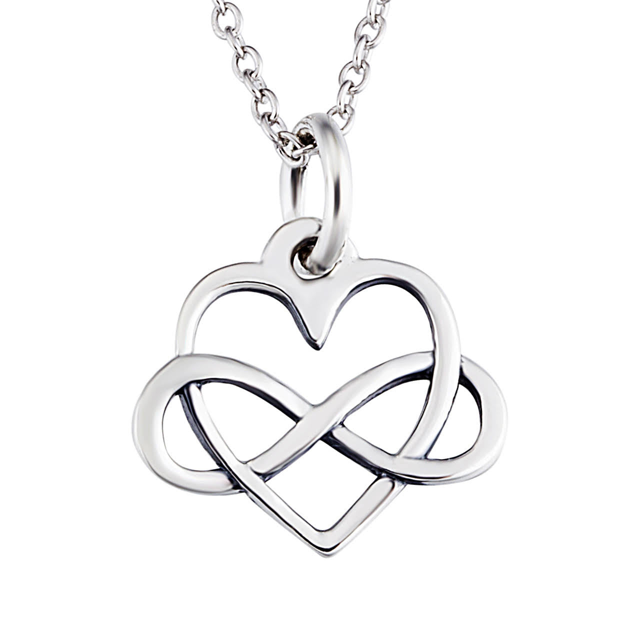Sterling Silver Infinity Sign and Heart Pendant Necklace Casual and Formal Women