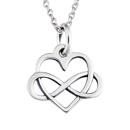 Sterling Silver Infinity Sign and Heart Pendant Necklace Casual and Formal Women